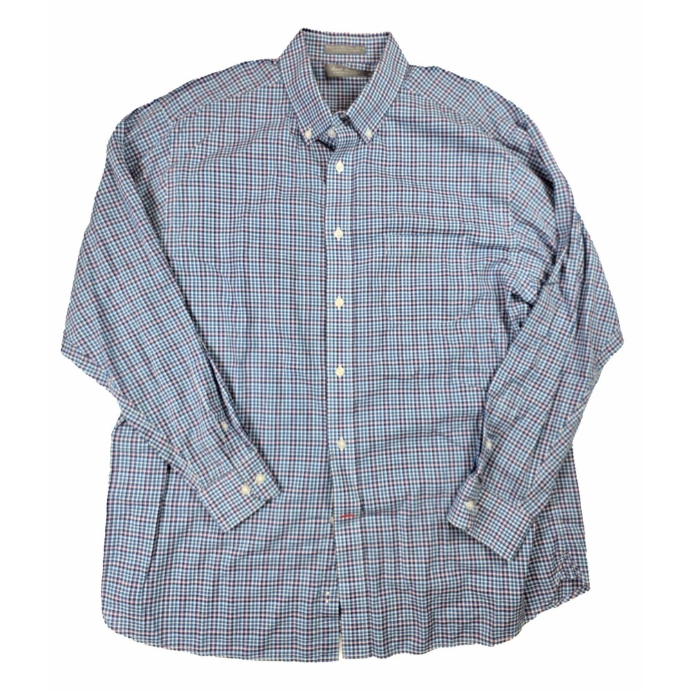 Cremieux Pink Blue Signature Collection Dress Shirt Men's Size XL